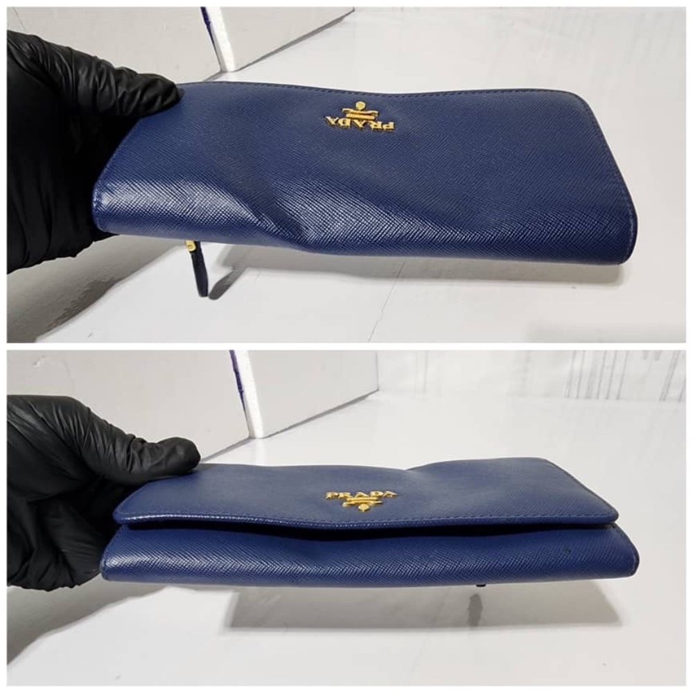 Authentic Prada Saffiano Leather Continental Wallet Blue - Picture 5 of 13